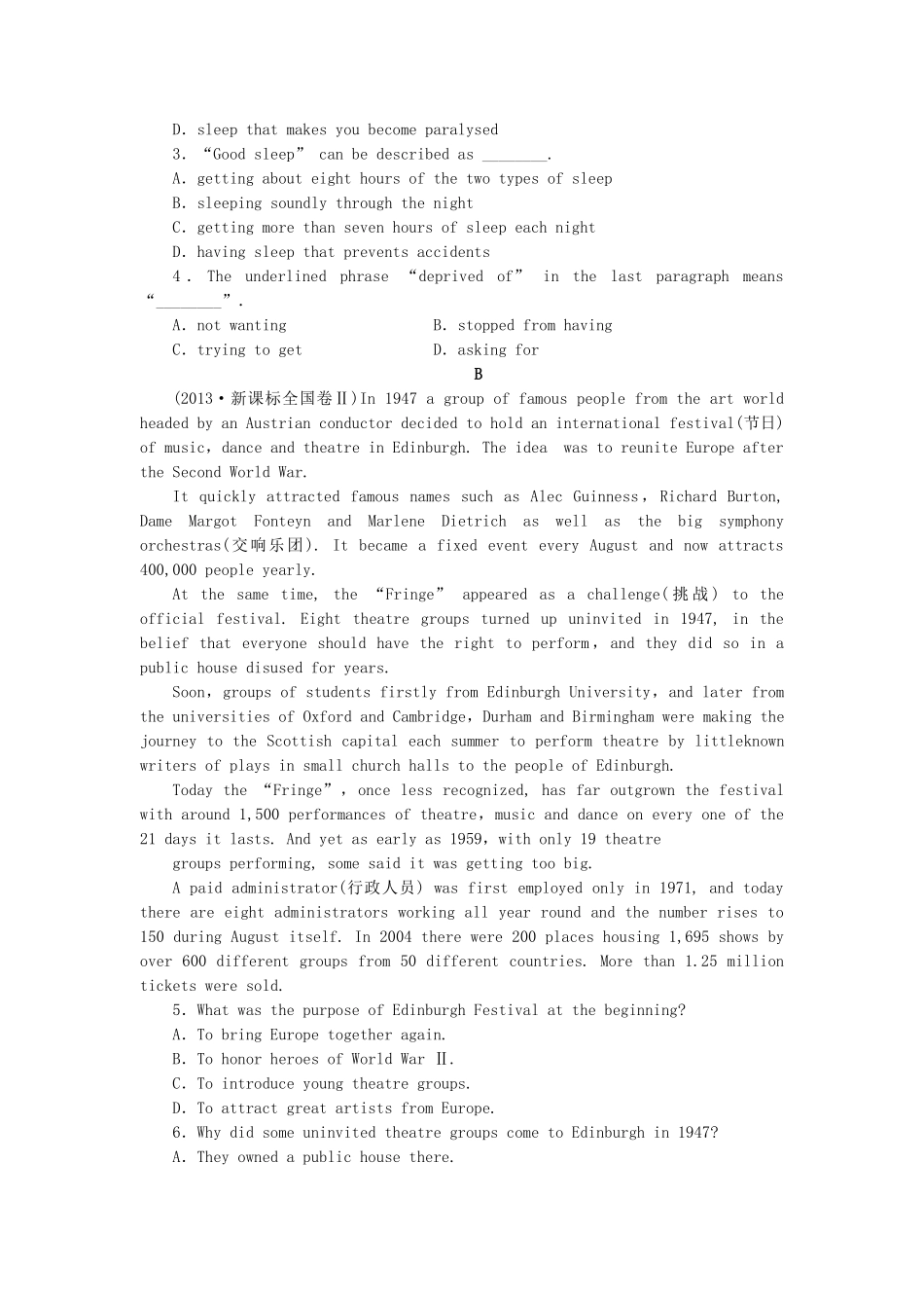 高中英语 Module 6 Old and New Cultural Corner & Writing课时作业 外研版必修3_第3页