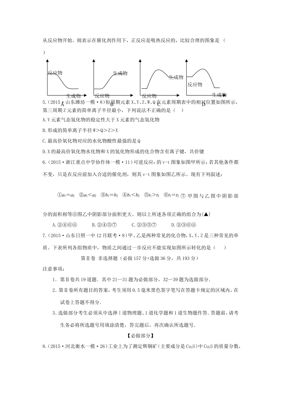 山东卷高考化学仿真模拟卷一-人教版高三化学试题_第2页