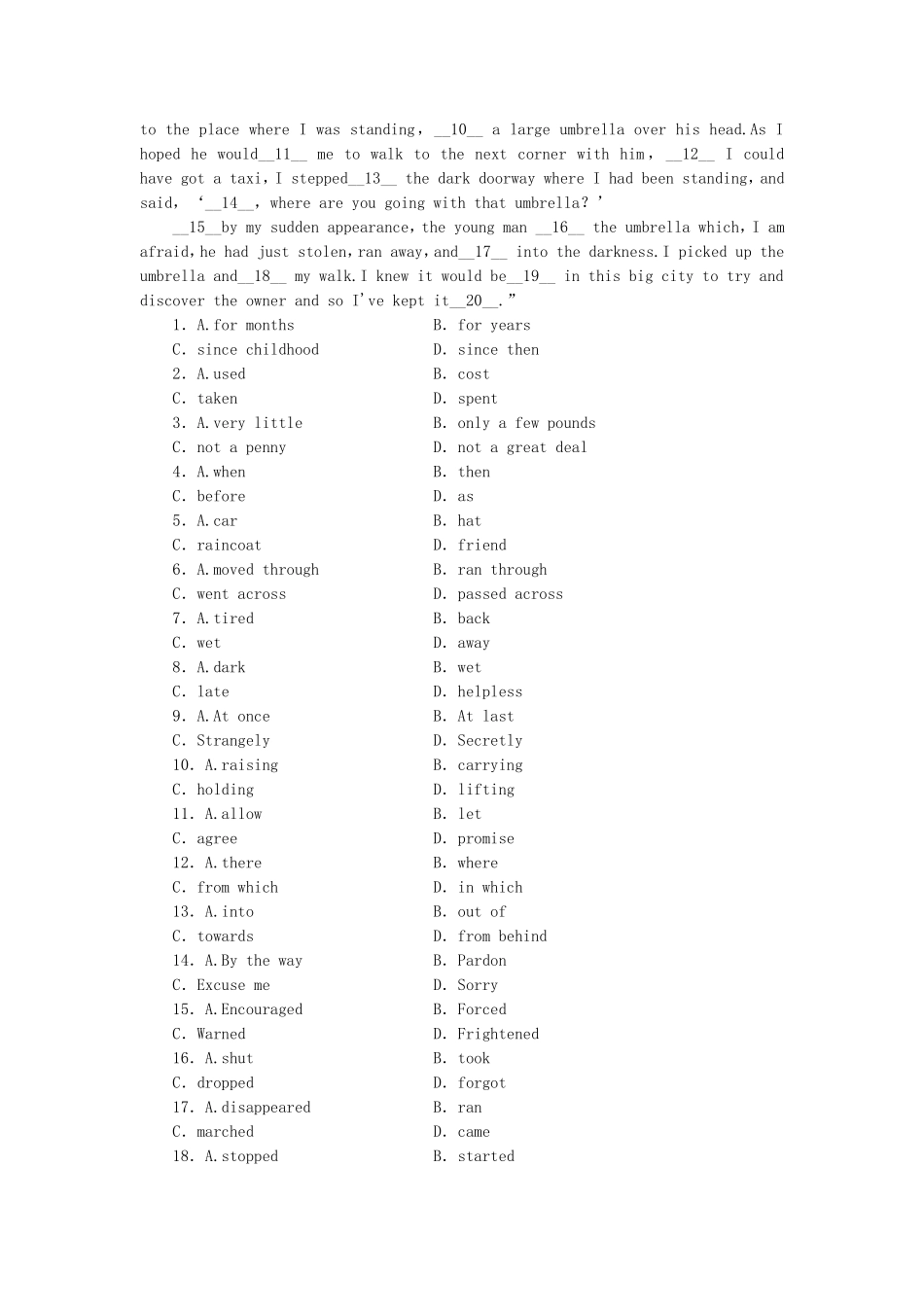 山东卷高中英语 Module 5 A Trip Along the Three Gorges Introduction & Reading and Vocabulary课时作业 外研版必修4_第3页