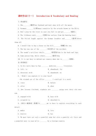 山东卷高中英语 Module 6 War and Peace ntroduction & Vocabulary and Reading课时作业 外研版选修6