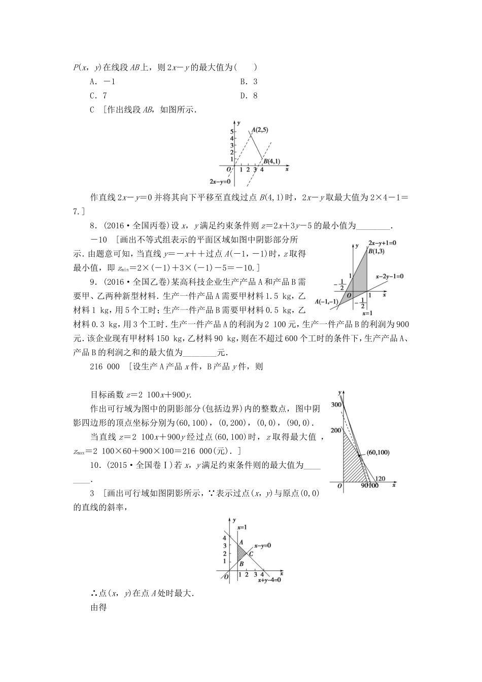 高考数学二轮专题复习与策略 第2部分 必考补充专题 突破点20 不等式与线性规划教师用书 理-人教版高三数学试题_第3页
