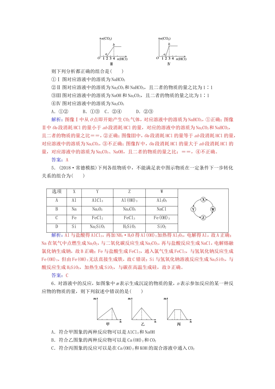 高考化学二轮复习 第一部分 专题十 常见金属及其化合物专题强化练-人教版高三化学试题_第2页