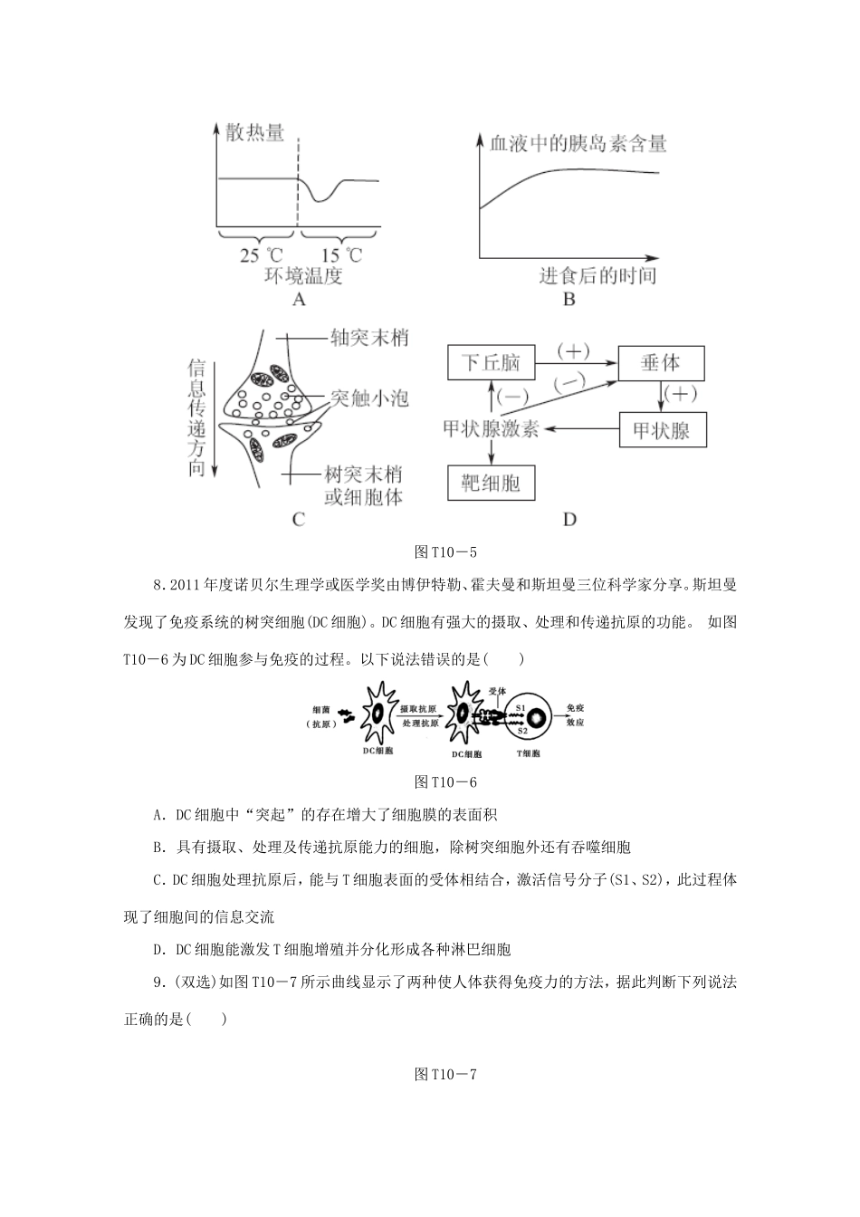 高考生物二轮复习专题限时集训(十)A 专题十 稳态的三大调节机制配套作业（解析版）_第3页