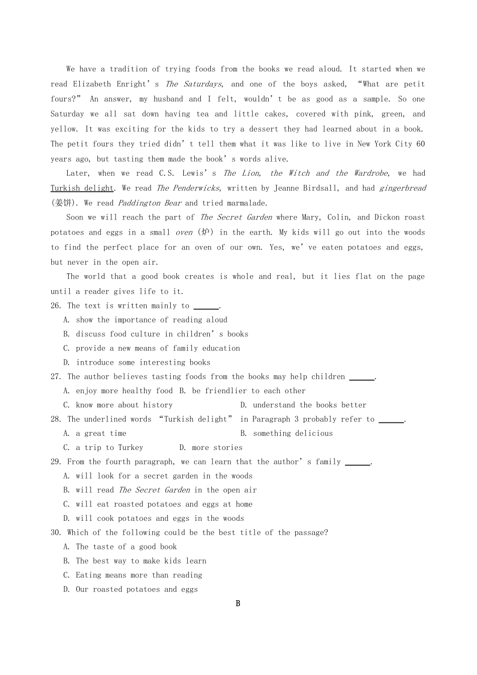 高中英语 Unit2 The United Kingdom测试题_第3页