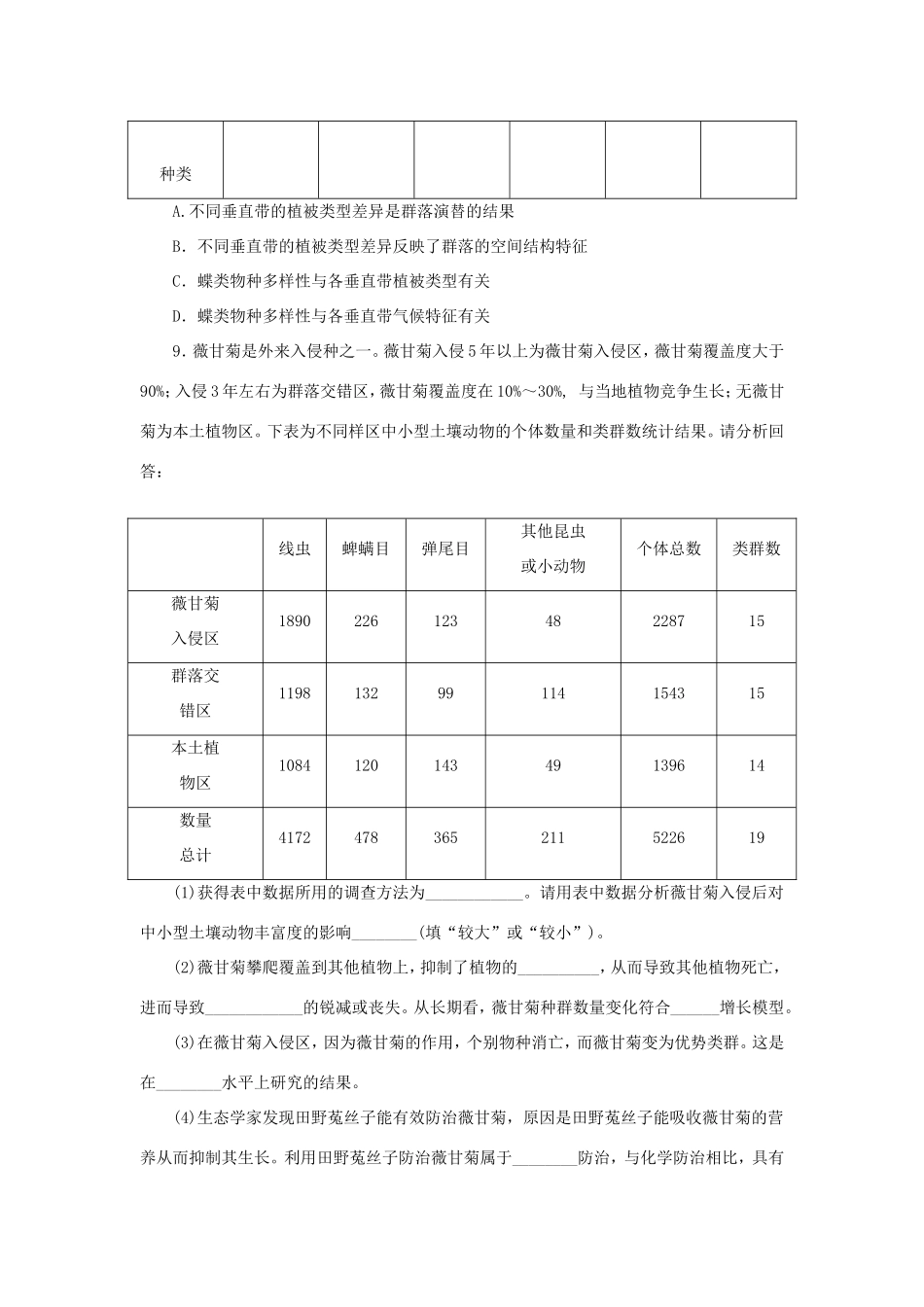 高考生物二轮复习专题限时集训 专题十一 种群与群落 新人教版_第3页
