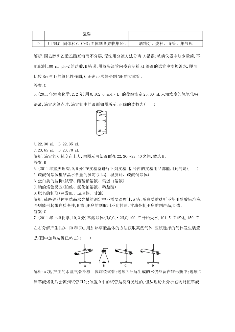 高考化学二轮复习考点突破 第五部分 化学实验 专题二十一 化学实验基础-人教版高三化学试题_第2页