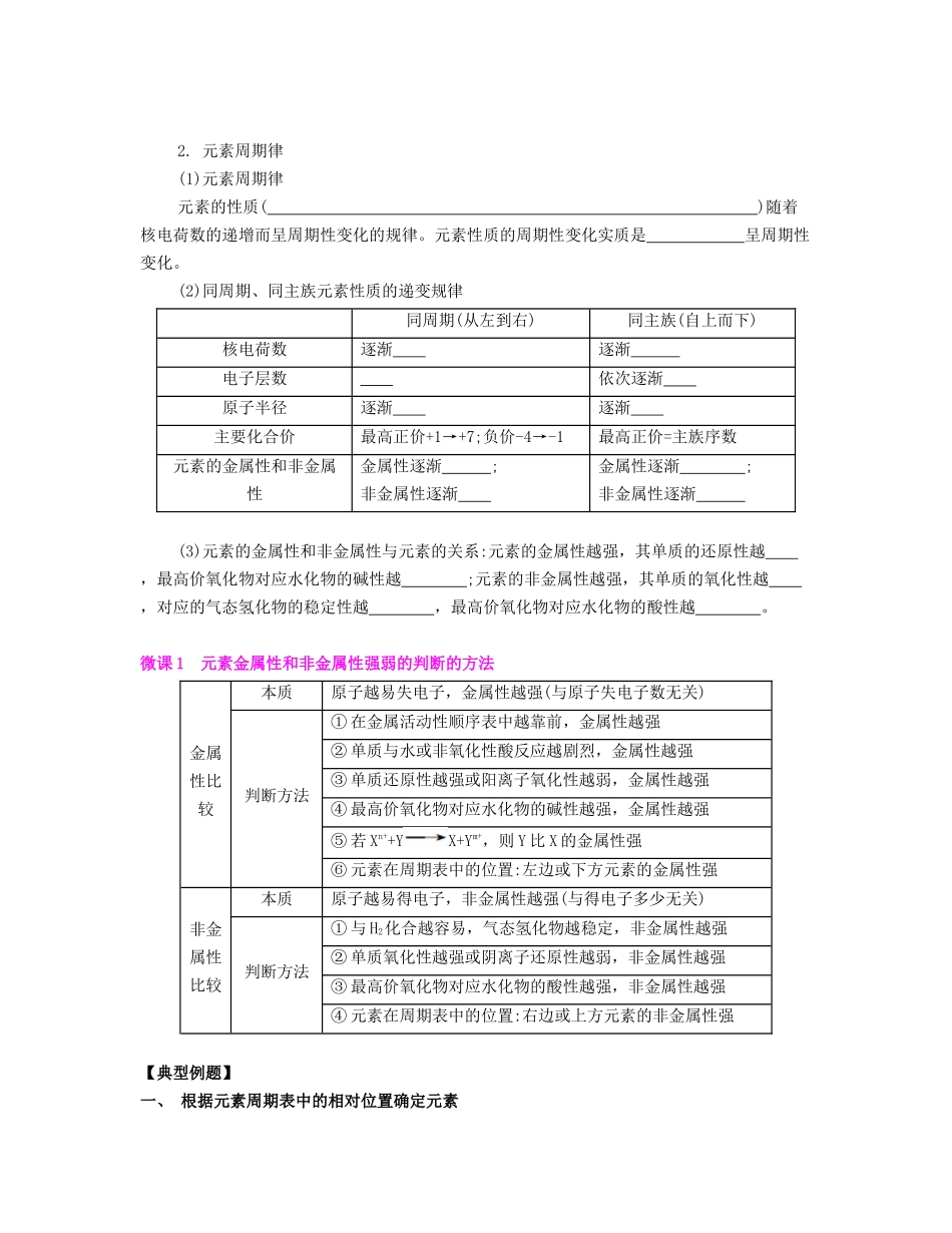 高考化学一轮复习 课时9 元素周期表 元素周期律考点过关-人教版高三化学试题_第2页