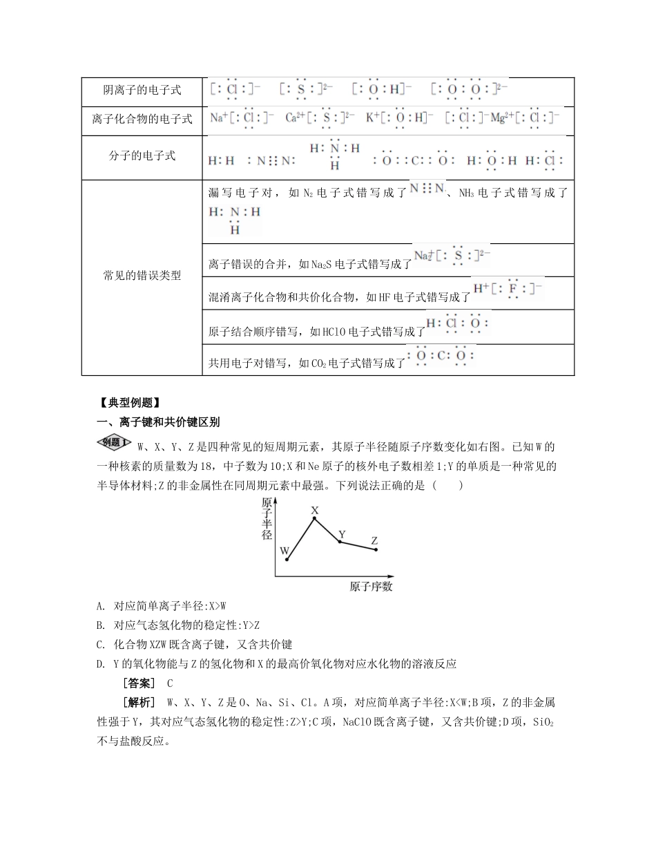 高考化学一轮复习 课时10 化学键 离子化合物 共价化合物考点过关-人教版高三化学试题_第2页