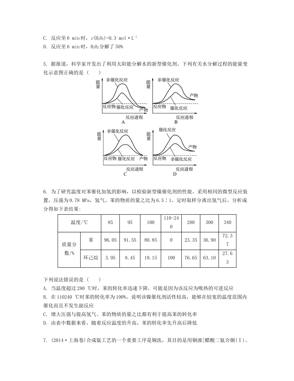 高考化学一轮复习 课时25 化学反应速率检测与评估-人教版高三化学试题_第2页