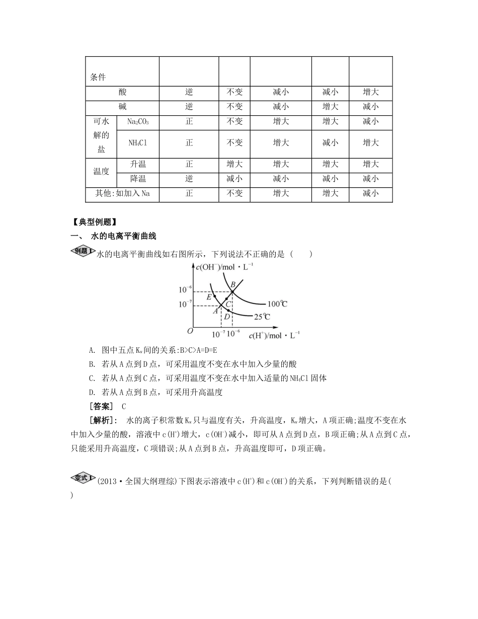 高考化学一轮复习 课时30 水的电离和溶液的pH考点过关-人教版高三化学试题_第2页