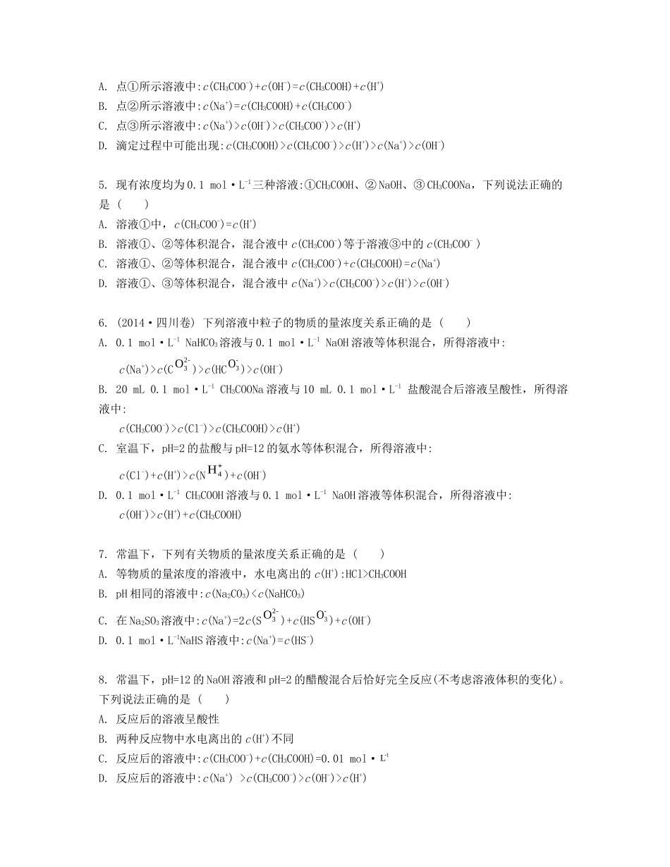 高考化学一轮复习 课时31 盐类水解检测与评估-人教版高三化学试题_第2页