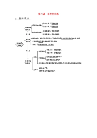 新高考政治一轮复习 经济生活 第一单元 生活与消费 第二课 多变的价格基础填空 新人教版-新人教版高三政治试题