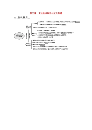 新高考政治一轮复习 文化生活 第二单元 文化传承与创新 第三课 文化的多样性与文化传播基础填空 新人教版-新人教版高三政治试题