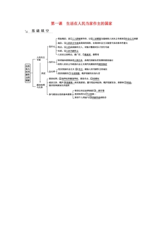 新高考政治一轮复习 政治生活 第一单元 公民的政治生活 第一课 生活在人民当家作主的国家基础填空 新人教版-新人教版高三政治试题