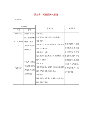 高考地理一轮复习 专题三 第三讲 常见的天气系统精练（含解析）-广东版高三地理试题