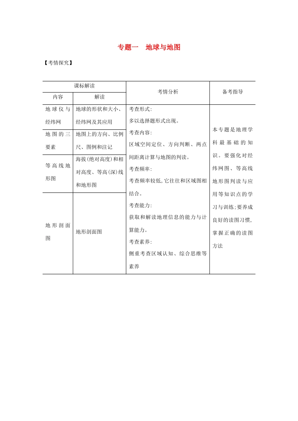 高考地理一轮复习 专题一 地球与地图精练（含解析）-广东版高三地理试题_第1页