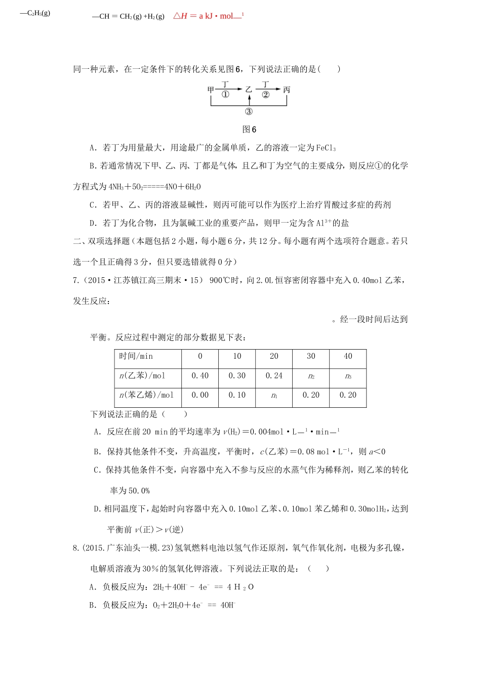 高考化学仿真模拟卷（三）-人教版高三化学试题_第2页