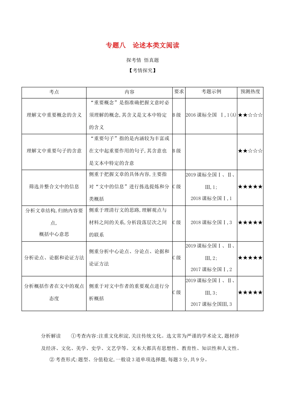 高考政治一轮复习 专题八 论述类文本阅读精练（含解析）-广东版高三政治试题_第1页
