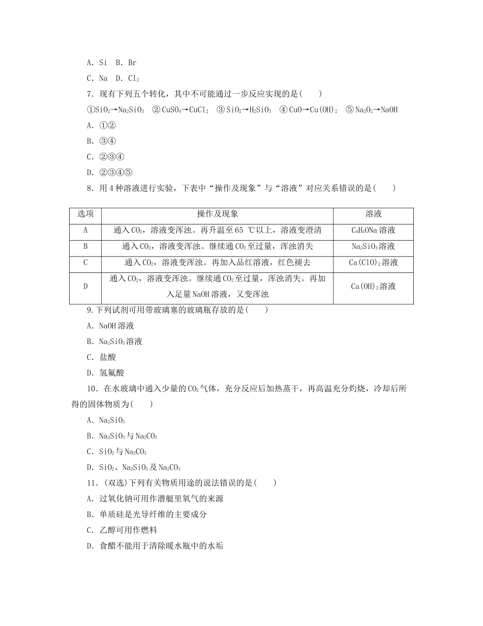 高三化学一轮复习 专讲专练 第10讲 无机非金属材料的主角 硅（含详解）_第2页