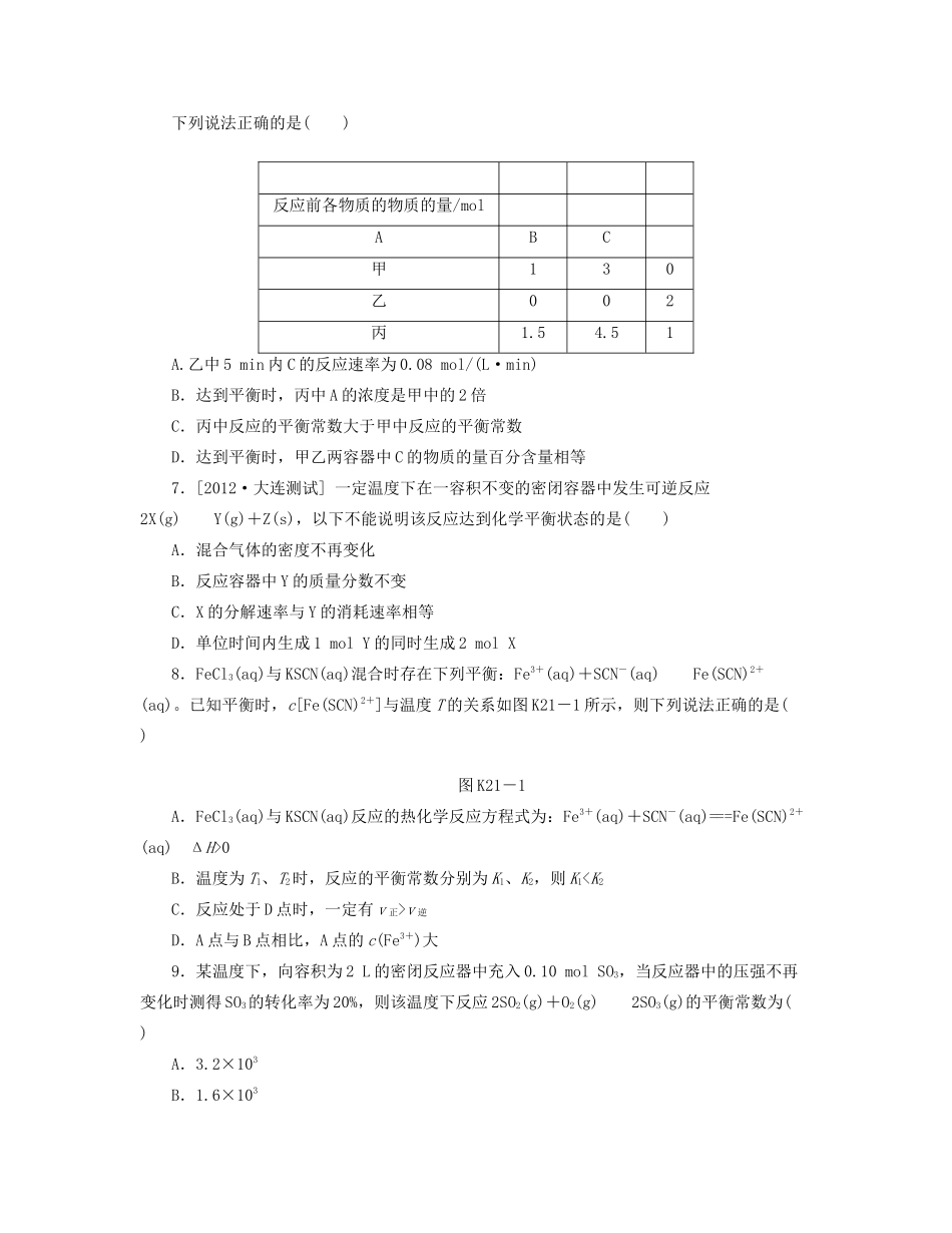 高三化学一轮复习 专讲专练 第21讲 化学平衡（含详解）_第2页
