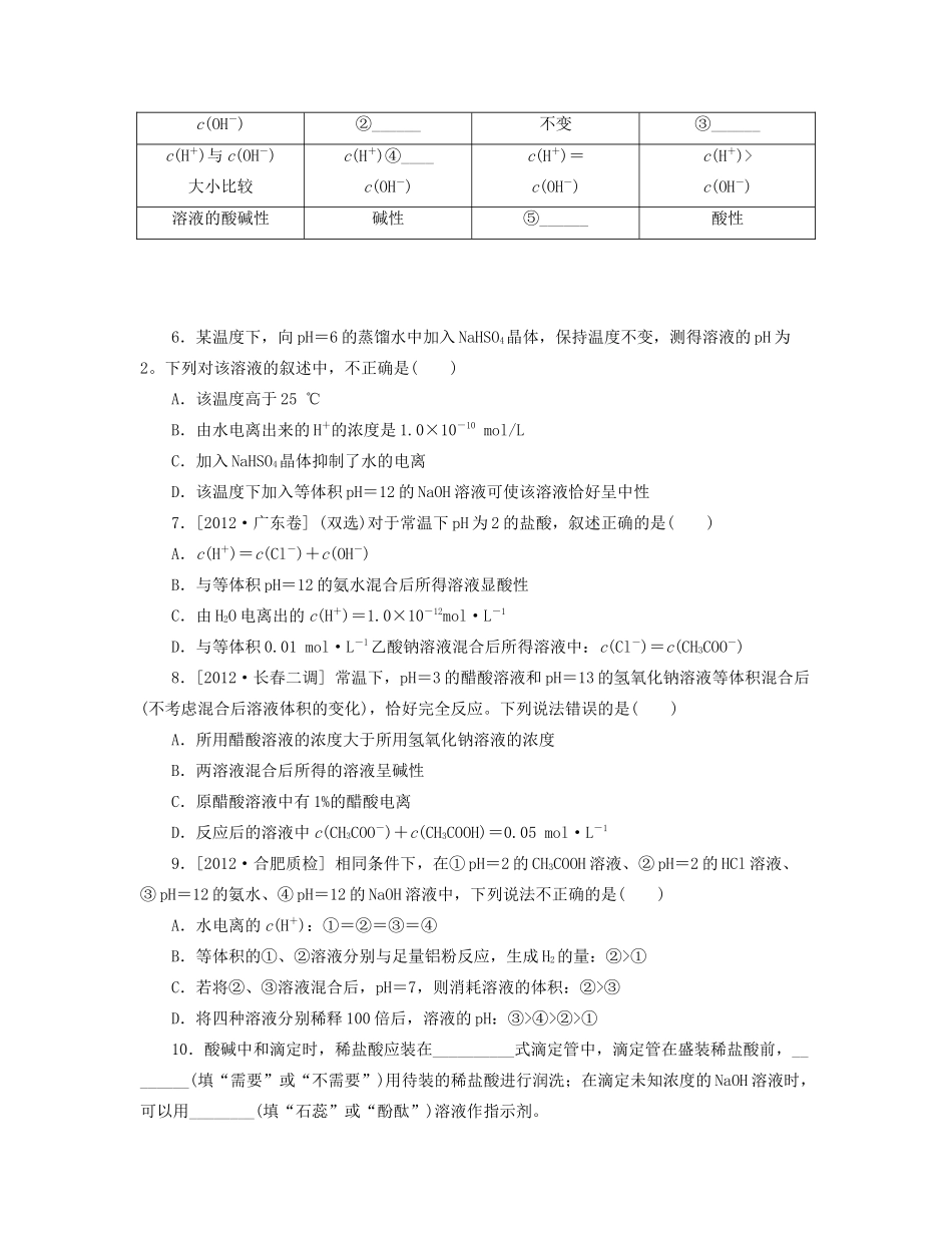 高三化学一轮复习 专讲专练 第24讲 水的电离和溶液的酸碱性（含详解）_第2页