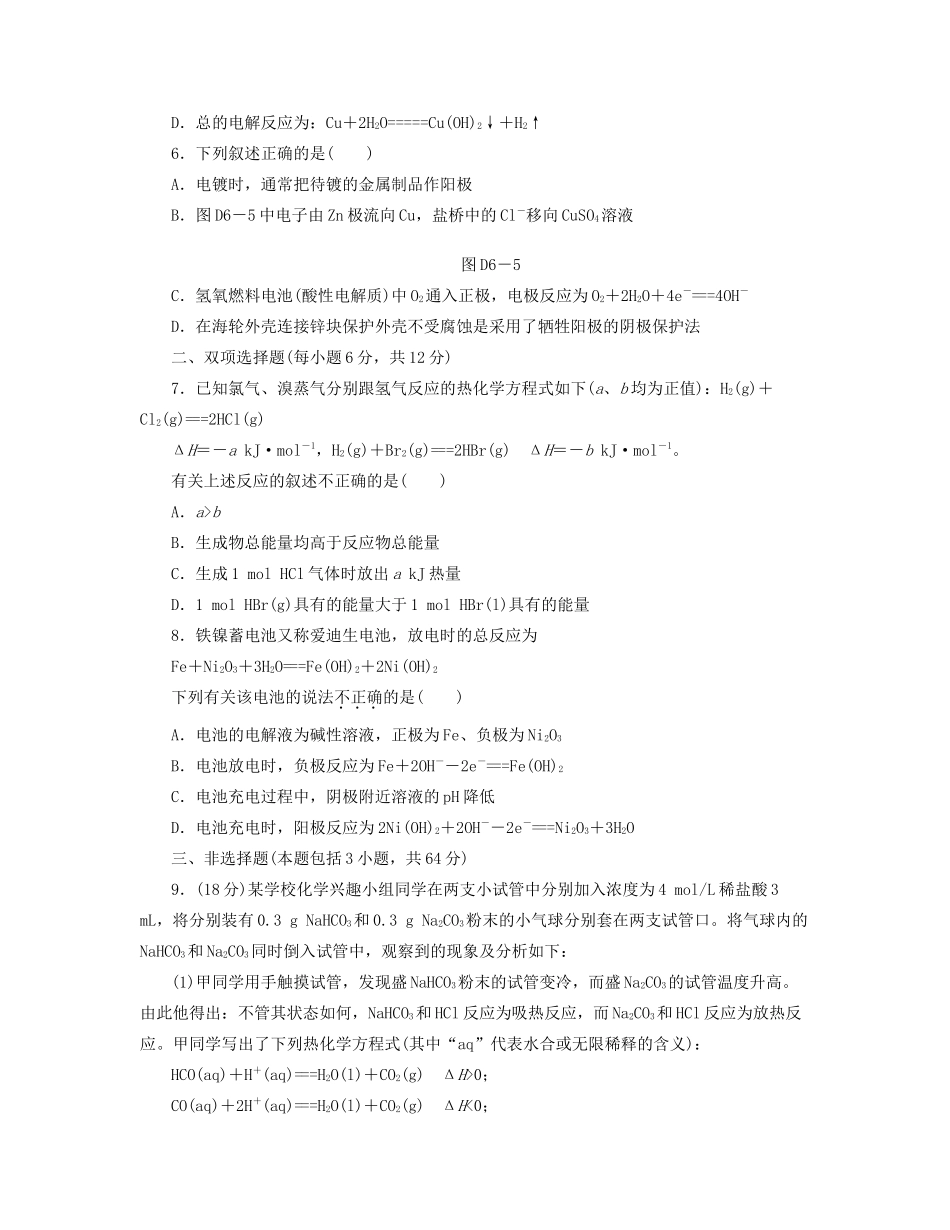 高三化学一轮复习 专讲专练 第六单元（含详解）_第2页