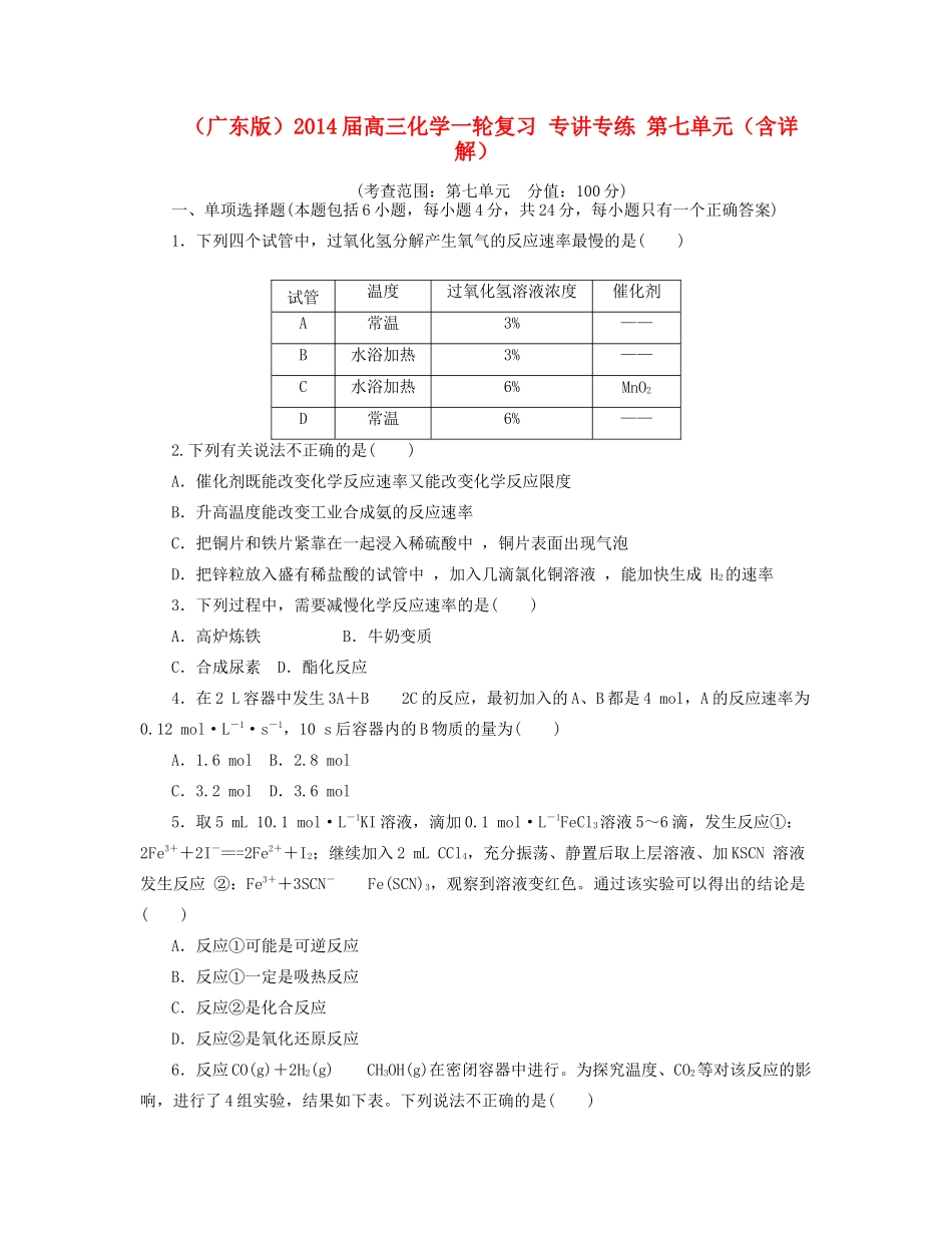 高三化学一轮复习 专讲专练 第七单元（含详解）_第1页