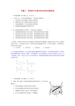 高三物理第二轮专题复习（专家概述+解题思路与方法+专题测试）专题八 带电粒子在复合场中的运动测试卷
