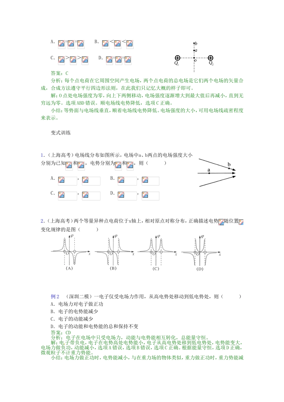 高三物理第二轮专题复习（专家概述+解题思路与方法+专题测试）专题六 带电粒子在电场中的运动_第2页