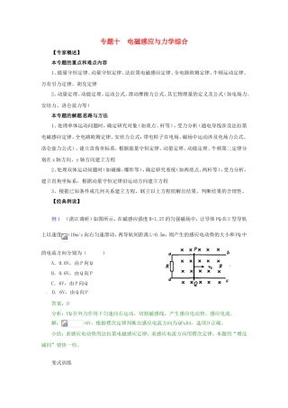 高三物理第二轮专题复习（专家概述+解题思路与方法+专题测试）专题十 电磁感应与力学综合
