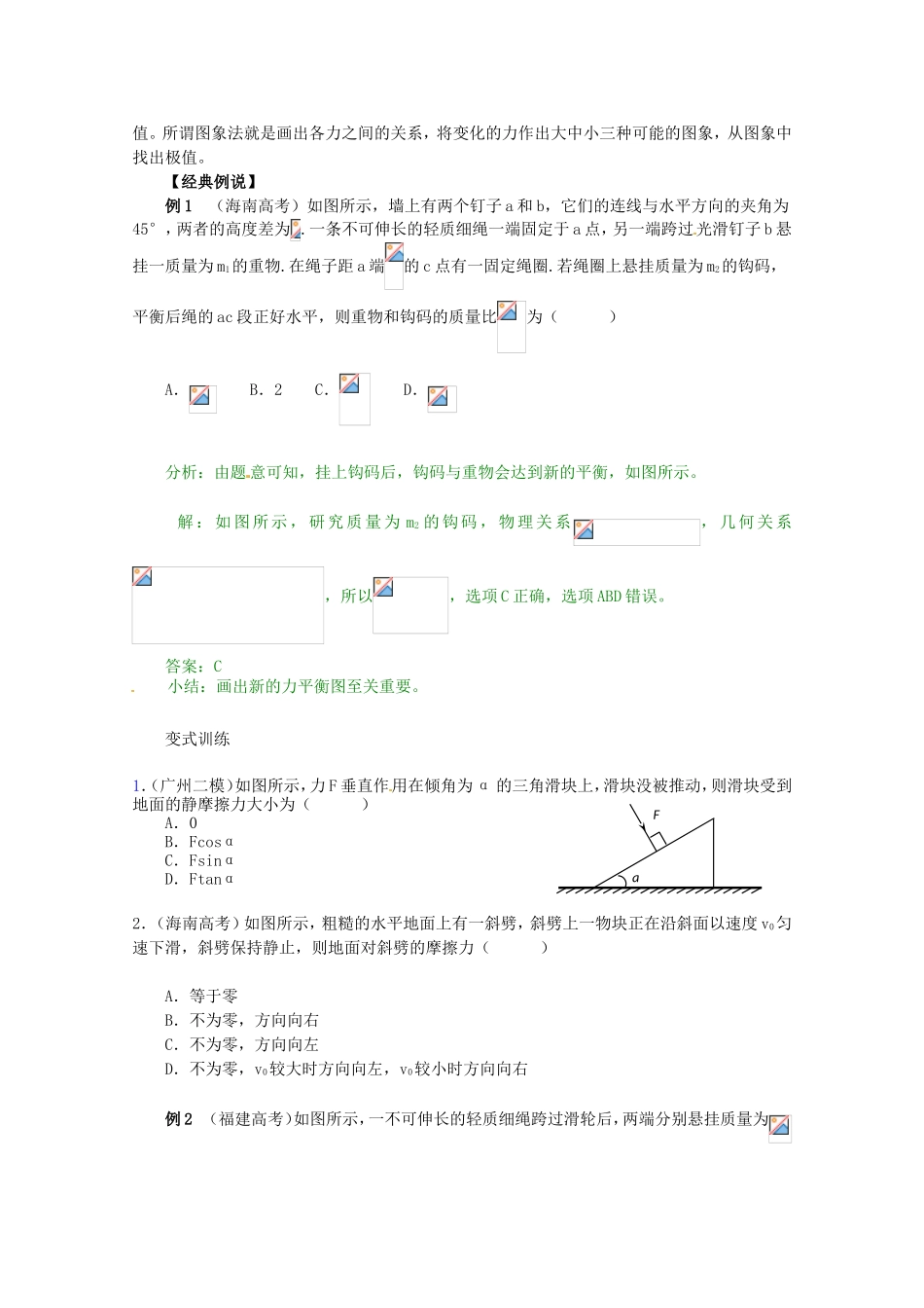 高三物理第二轮专题复习（专家概述+解题思路与方法+专题测试）专题一 各种性质的力和物体的平衡_第2页