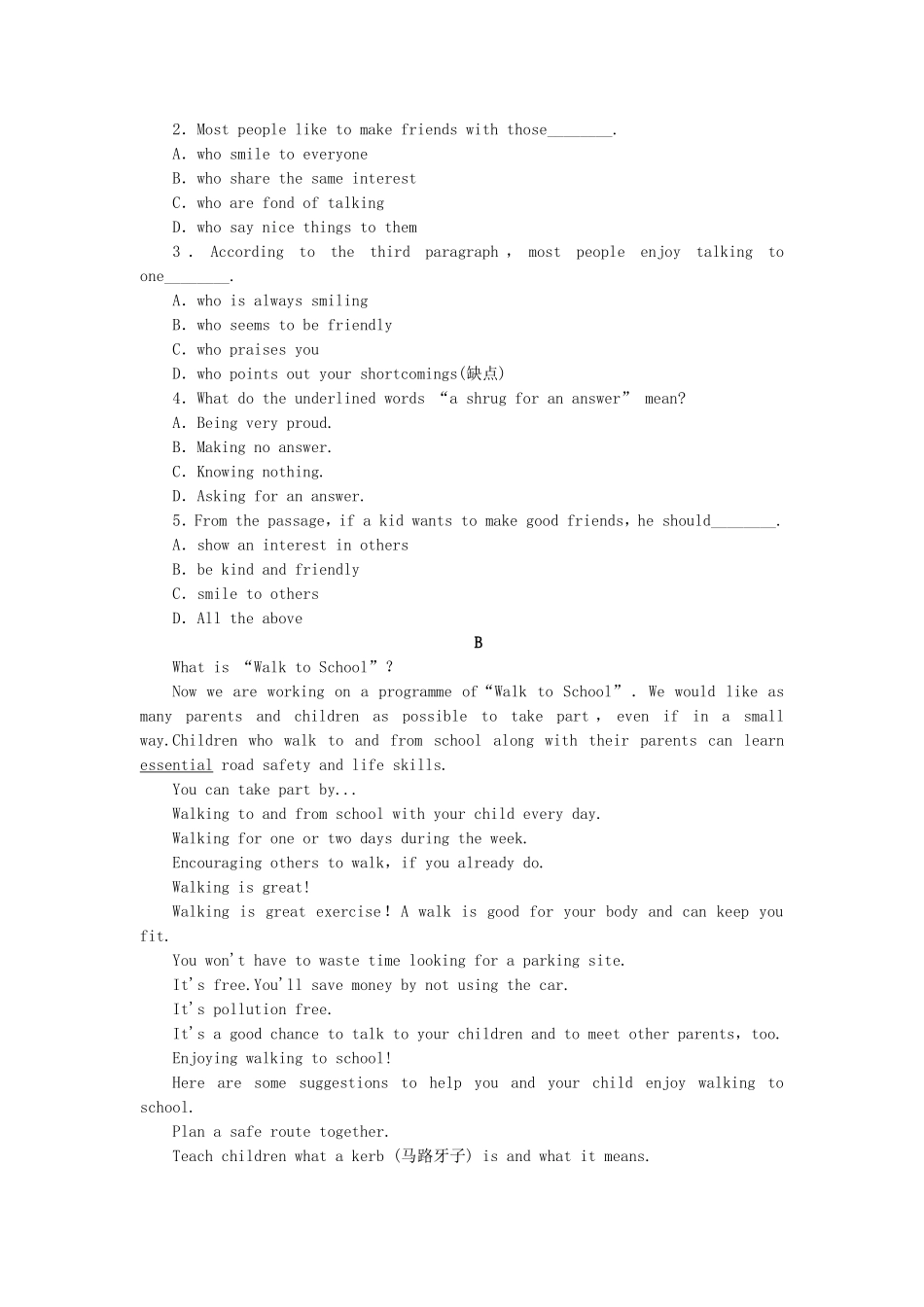 高中英语 Unit 1 Friendship Using Language课时作业 新人教版必修1_第2页