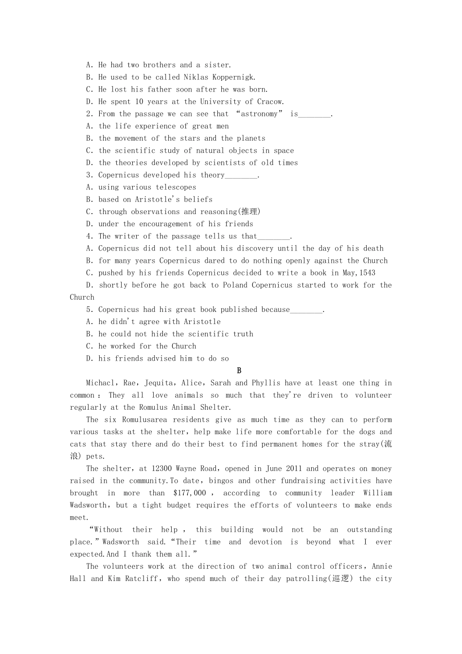 高中英语 Unit 4 Astronomy the science of the stars Using Language课时作业 新人教版必修3_第2页