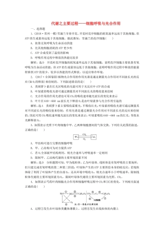（江苏专版）高考生物二轮复习 专题二 代谢 主攻点之（三）代谢之主要过程——细胞呼吸与光合作用练习（含解析）-人教版高三全册生物试题