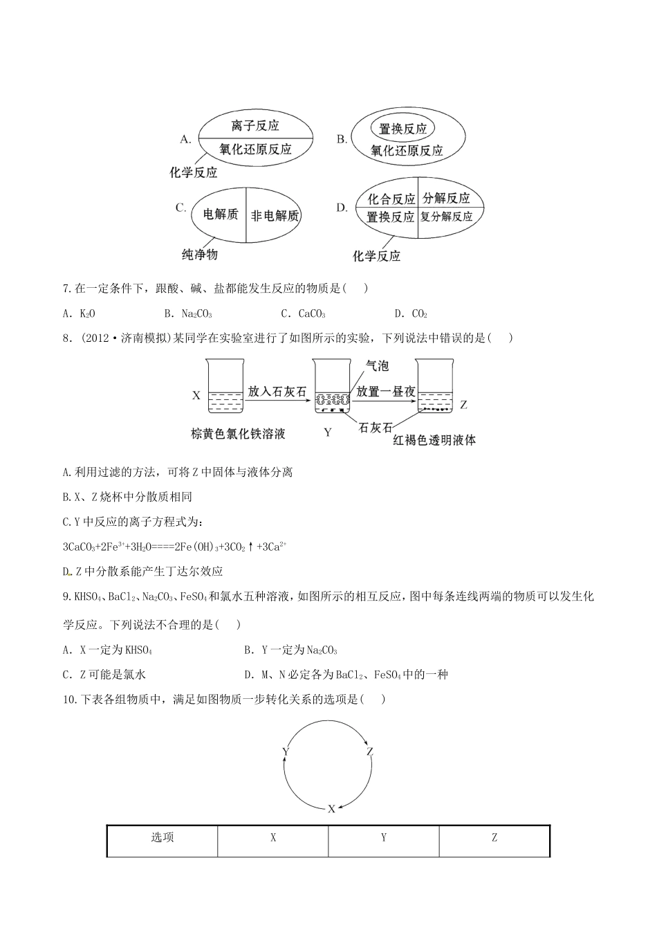 高考化学总复习 2-1 物质的分类课时提能演练_第2页