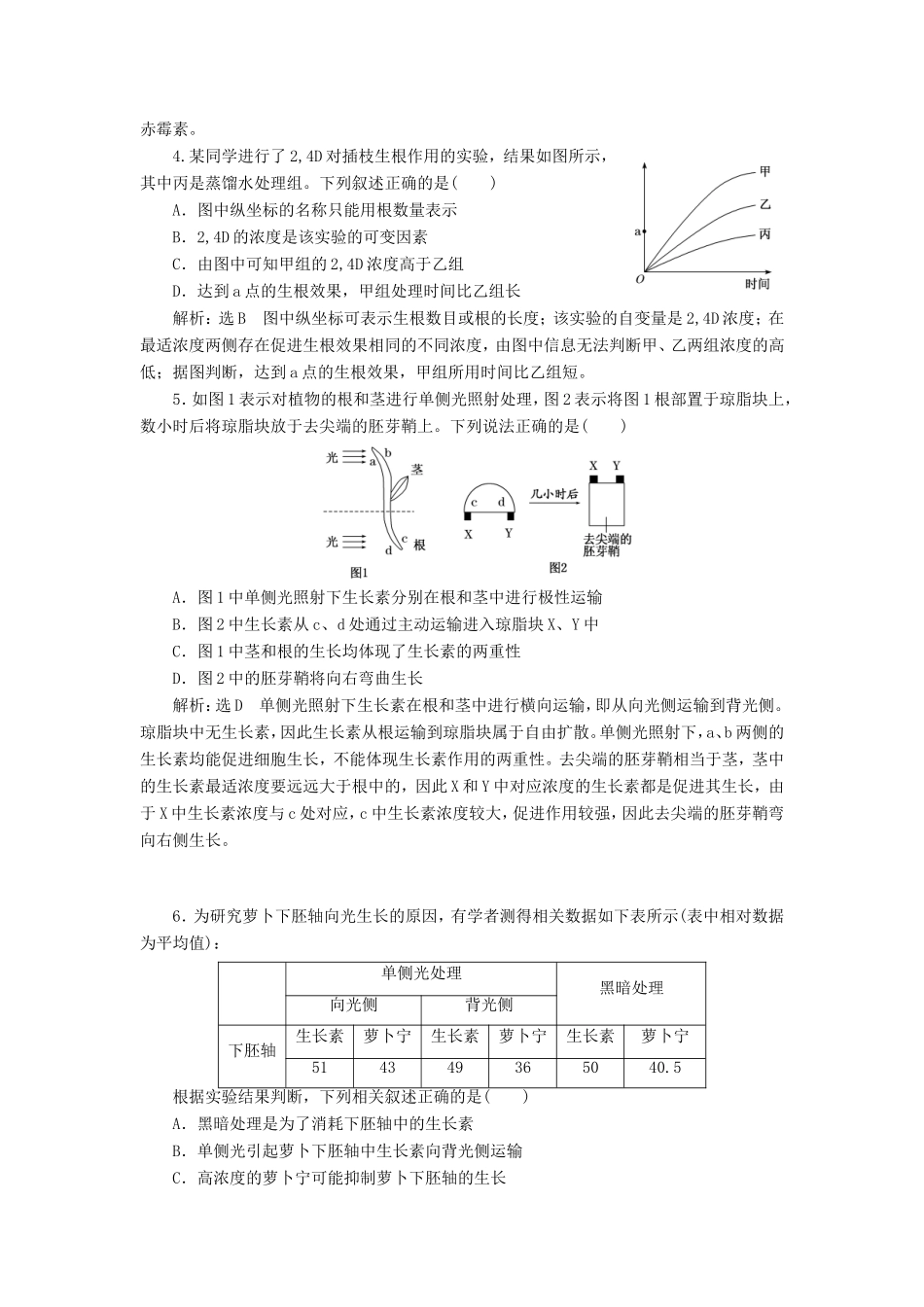 （江苏专版）高考生物二轮复习 专题四 调节 主攻点之（三）植物的激素调节练习（含解析）-人教版高三全册生物试题_第2页