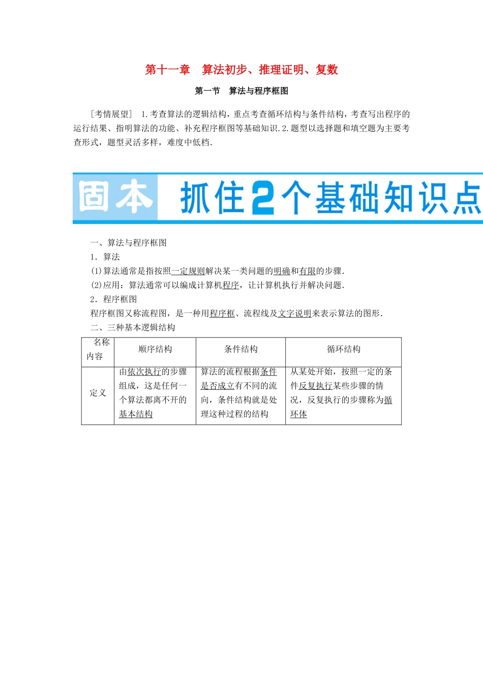 高考数学大一轮复习 第十一章 算法初步-人教版高三数学试题_第1页