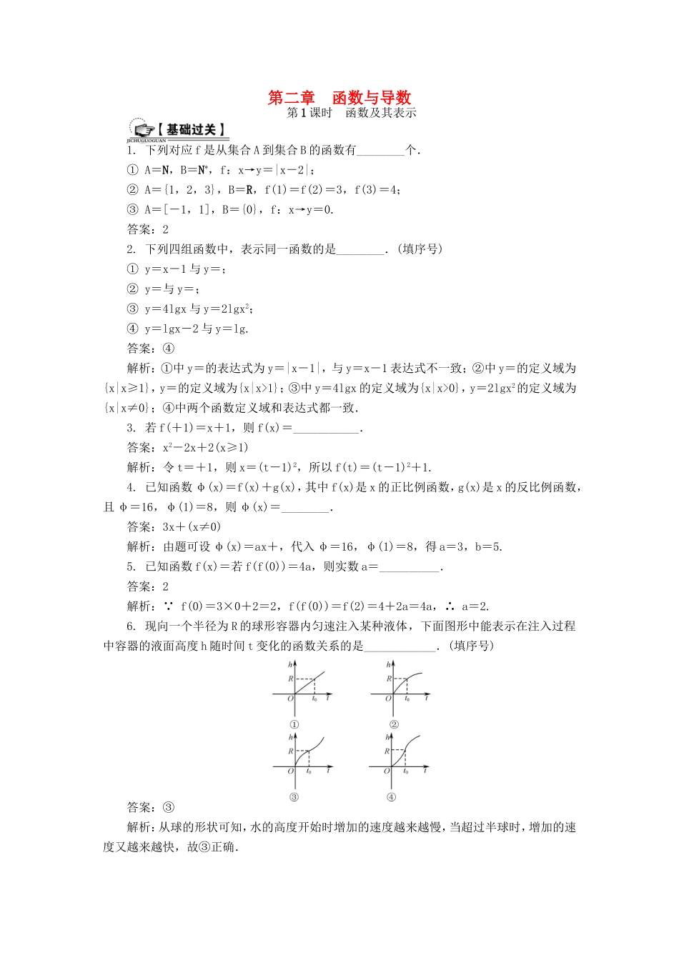 高考数学一轮总复习 第二章 函数与导数课时训练 理-人教版高三数学试题_第1页