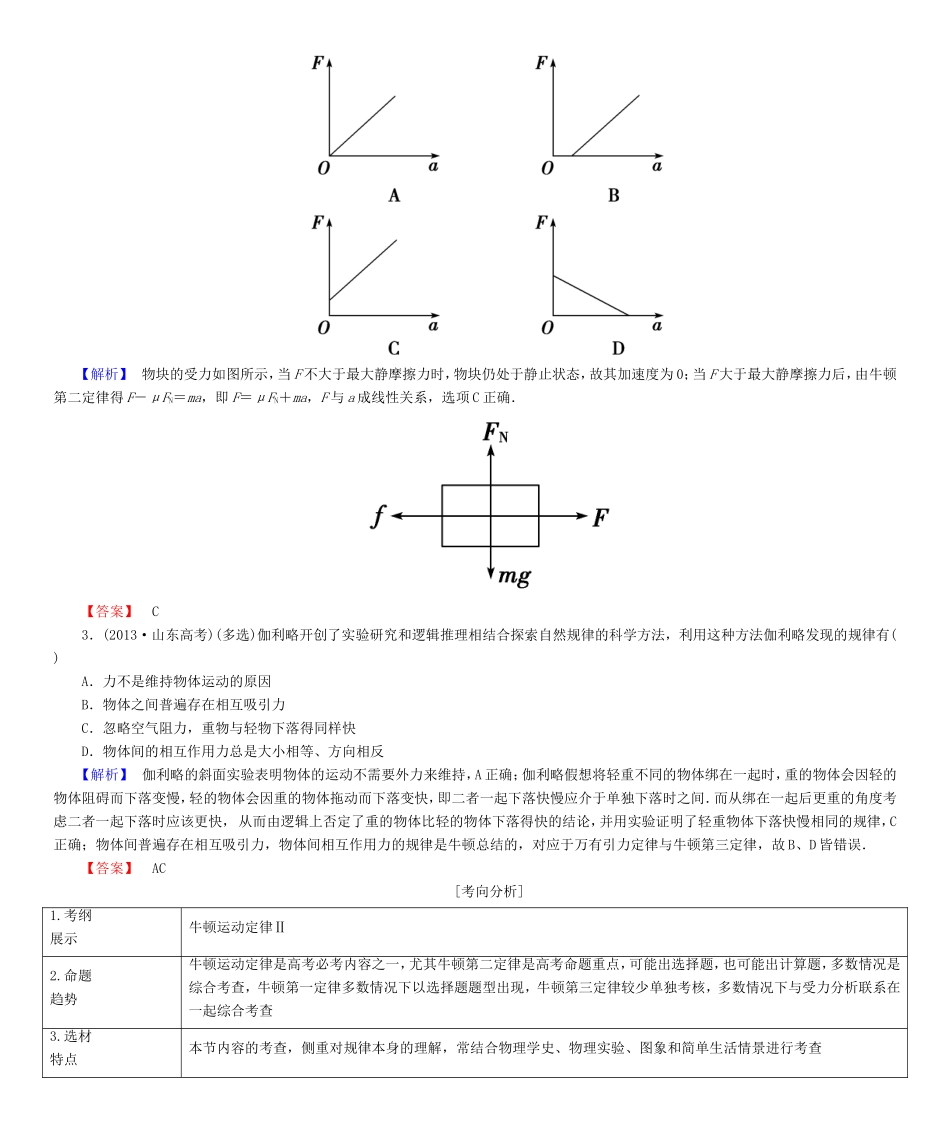 高考物理一轮复习 第三章 牛顿运动定律-人教版高三物理试题_第2页