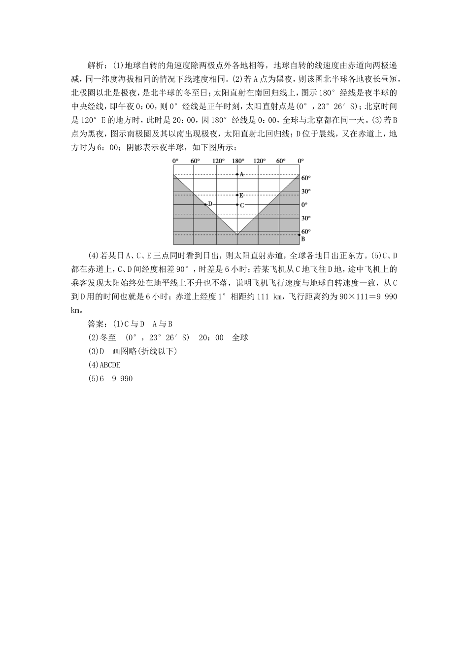 （新课标）高考地理一轮复习 第2章 行星地球 第4讲 地球的自转及其地理意义课堂限时训练 新人教版-新人教版高三地理试题_第3页