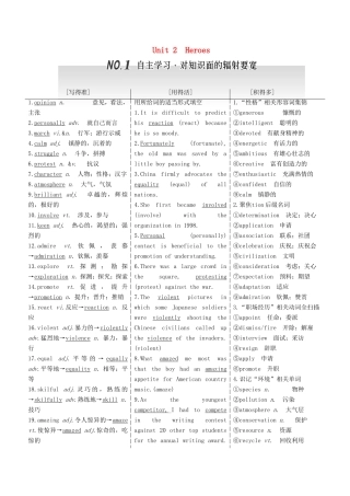高考英语一轮复习 Unit 2 Heroes 北师大版必修1-北师大版高三必修1英语试题