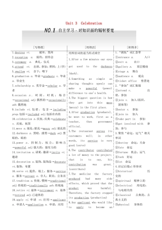 高考英语一轮复习 Unit 3 Celebration 北师大版必修1-北师大版高三必修1英语试题