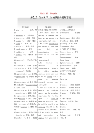 高考英语一轮复习 Unit 13 People 北师大版必修5-北师大版高三必修5英语试题