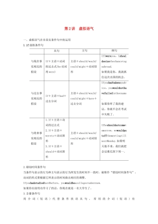 （江苏专版）高考英语 考前保分训练 专题1 语法知识 第4节 情态动词和虚拟语气 第2讲 虚拟语气练习 牛津译林版-牛津版高三全册英语试题