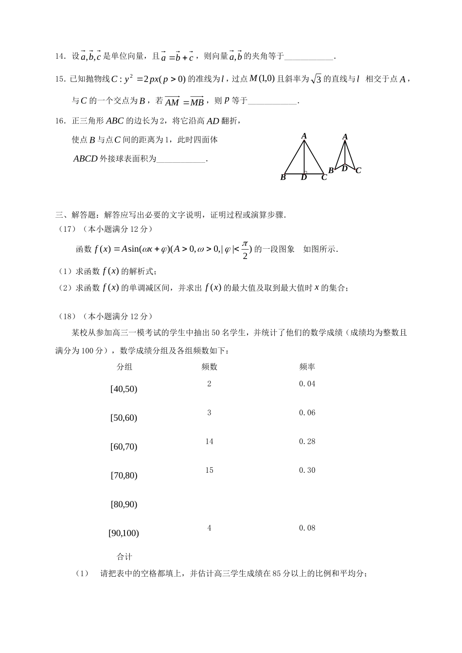 （新课标）高三数学下学期第一次月考 文_第3页