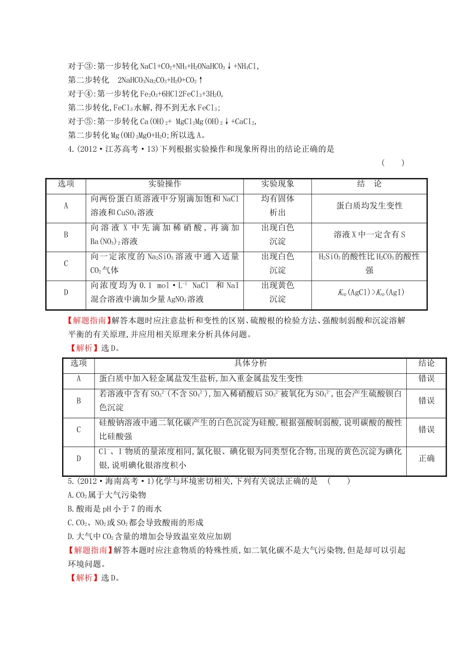 高考化学 考点汇总 考点15 硫元素单质及其重要化合物_第2页