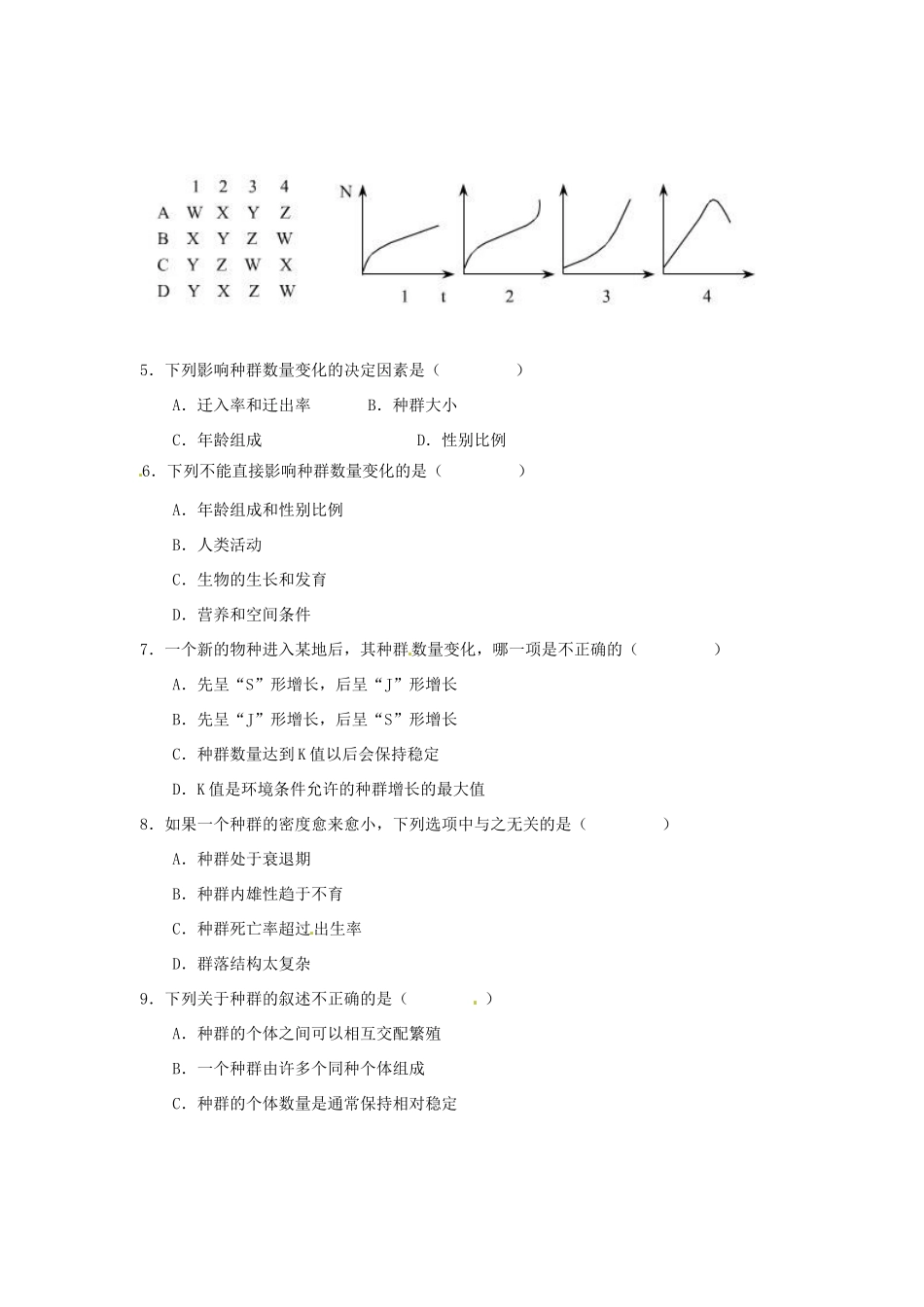 高中生物 第4章 第2节 种群数量的变化课时训练 新人教版必修3_第2页