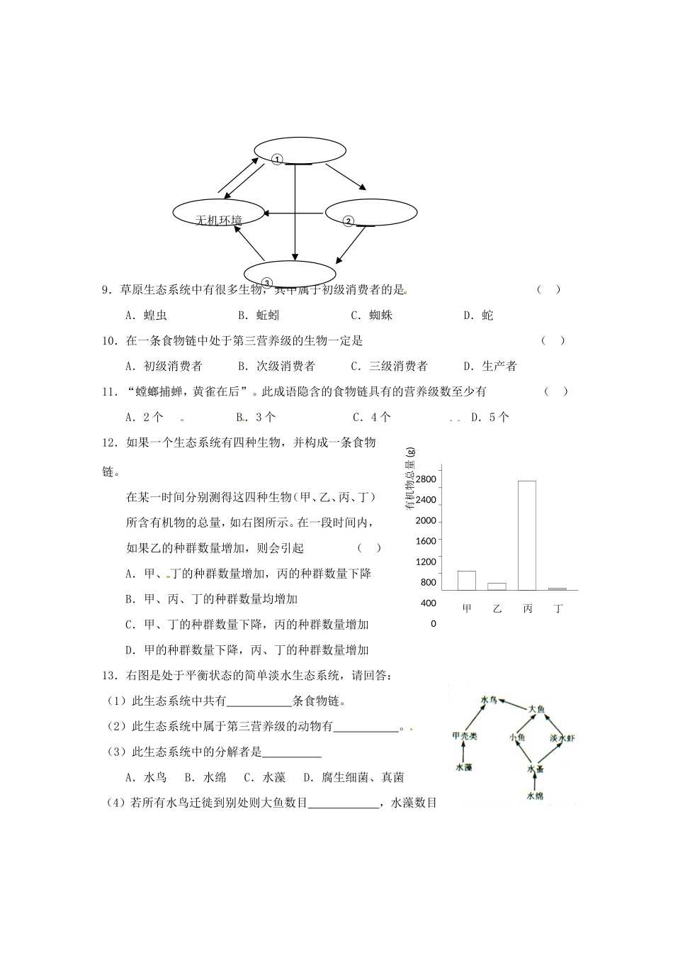高中生物 第五章 第一节 生态系统的结构课时训练 新人教版必修3_第2页