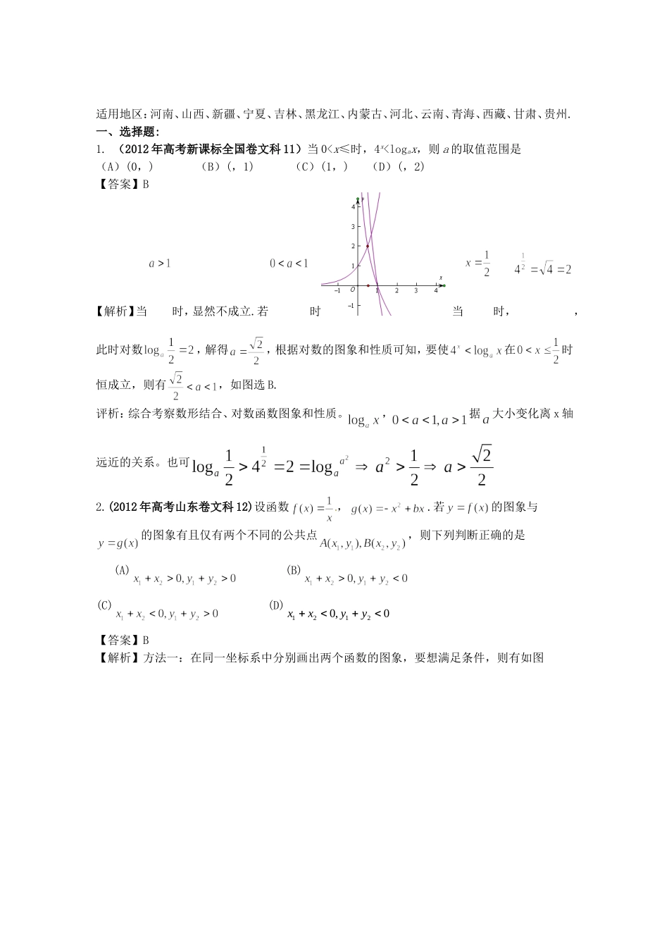 高考数学考前函数与导数样题 文（含解析）_第1页