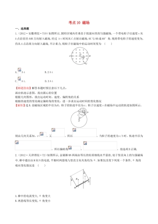 高考物理 考点汇总 考点10 磁场